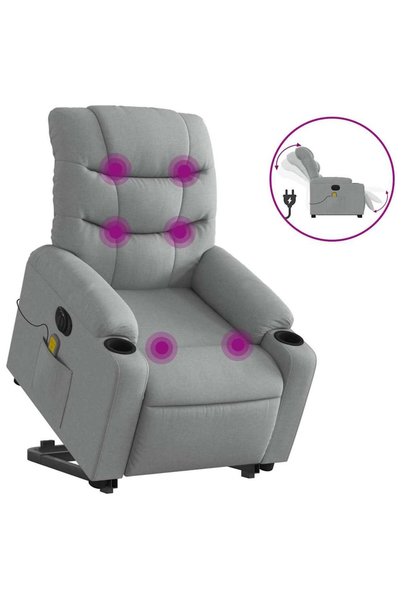 vidaxl Fotoliu electric masaj rabatabil cu ridicare, gri închis textil