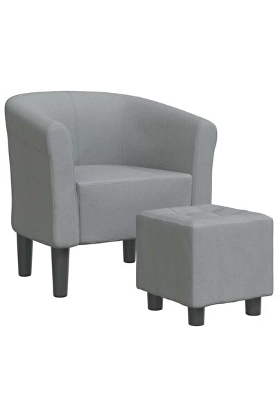 vidaxl Fotoliu tip cuvă cu taburet, gri deschis, material textil