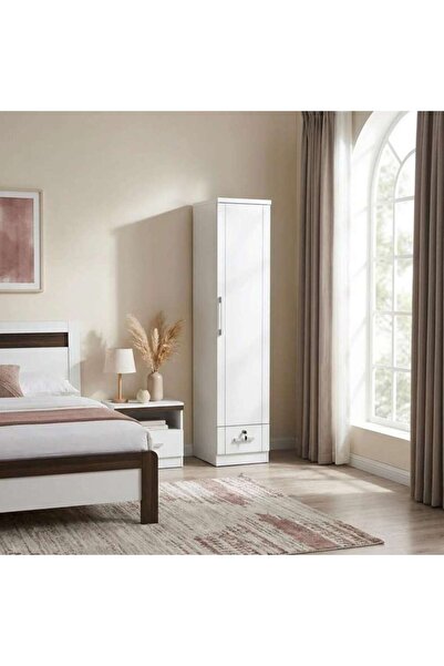 PAN HOME Arlin 1 Door Wardrobe With 1 Drawer - White