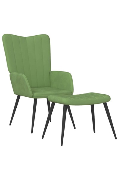 vidaxl Scaun de relaxare cu taburet, verde deschis, catifea
