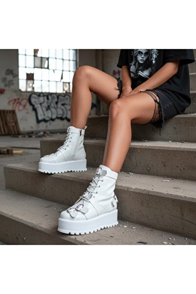 Tress Fashion Γυναικείες λευκές μπότες μοντέλο - I-Saga S
