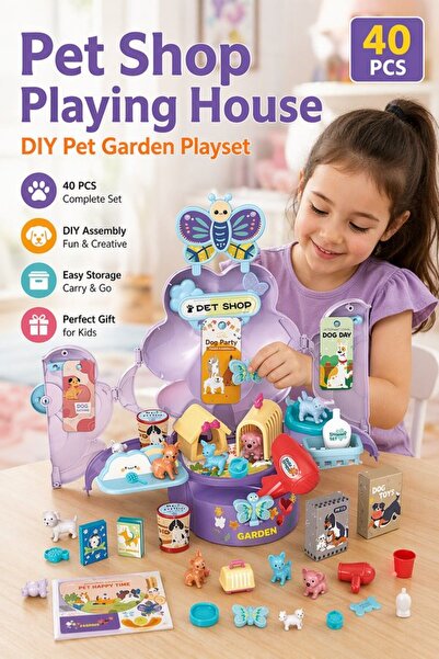 Generic 1 Plastic Pretend Play Pet Care Table Set Role Play Vet Clinic Flower...