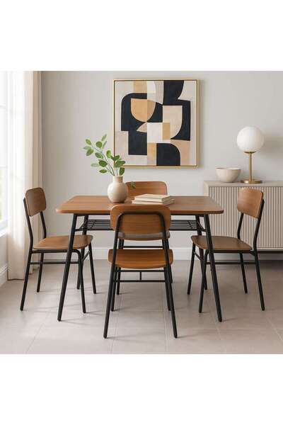 PAN HOME KYOTO 1+4 DINING SET - BROWN BLACK