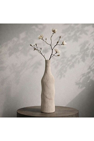 PAN HOME Christopher Stoneware Organic Abstarct Vase Tall 11x11x33.5cm - Brown