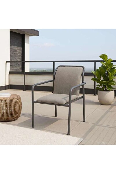 PAN HOME Cico Aluminium Dining Stacking Chair-grey