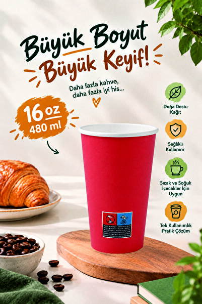 Karton Bardak 16 Oz 50 Adet