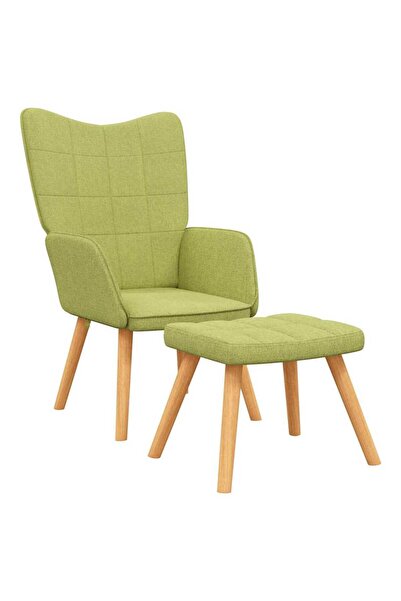 vidaxl Scaun de relaxare cu taburet, verde, textil