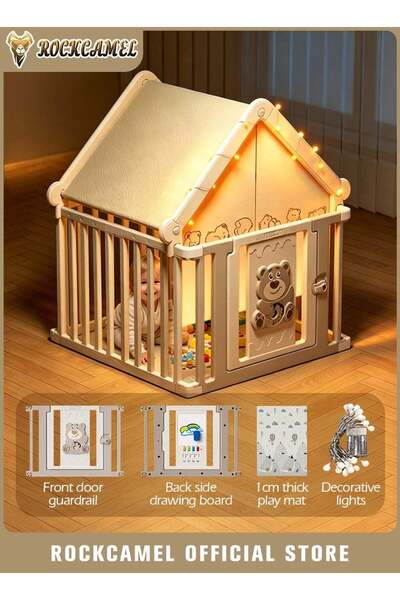 ROCKCAMEL Toddler Indoor Play House with 1CM Thick Crawling Mat & Star String...