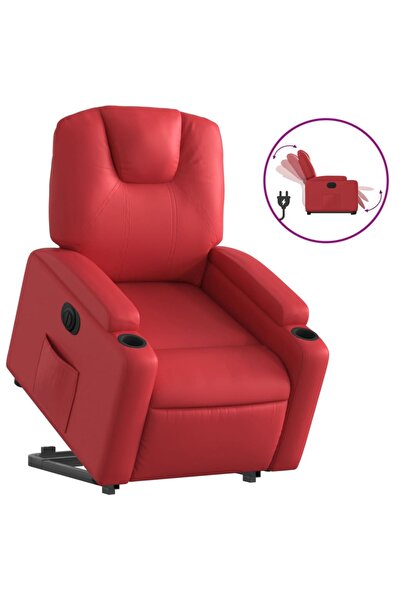 vidaxl Fotoliu rabatabil electric cu ridicare, roșu, piele ecologică