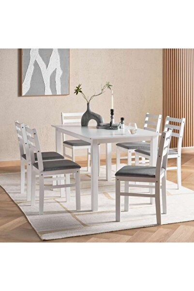 PAN HOME Redley 1+6 Dining Set Solid Wood - White