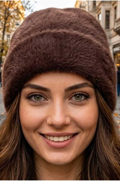Mood Agenda قبعة تريكو شتوية نسائية قابلة للطي من القطيفة الناعمة
