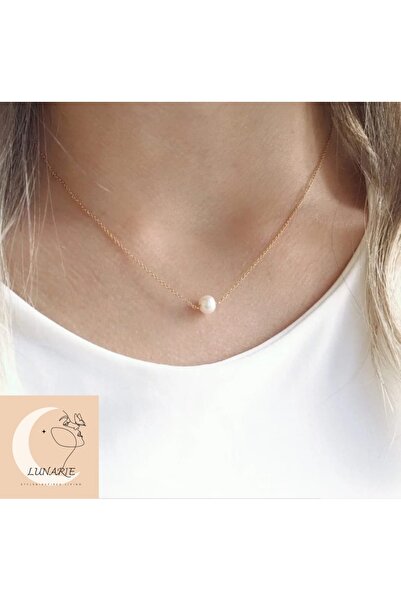 Lunarie Xuping Tek İnci Kolye – 14K Gold Kararmaz Çelik İnce Zincirli Minimal...
