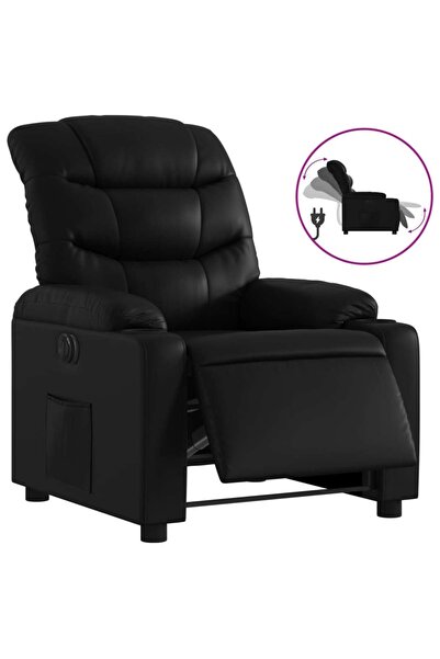 vidaxl Fotoliu rabatabil electric, negru, piele ecologică