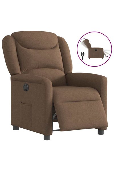 vidaxl Fotoliu rabatabil electric, maro, material textil