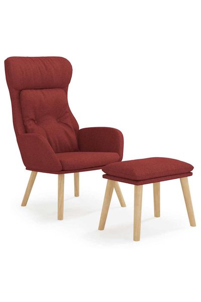 vidaxl Scaun de relaxare cu taburet, roșu vin, textil