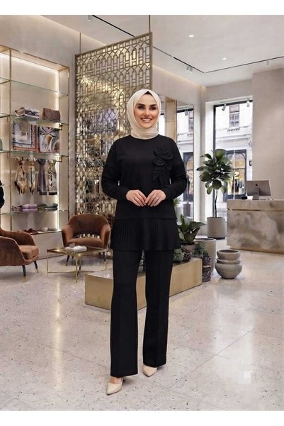 azramfashıon tekstil AZRAM Set Modern Plisat din Două Piese pentru Femei