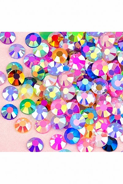 Generic 24 Colors Gemstone Beads Crafts Set with 3 Types of Glues, Tweezers, Picking Pen