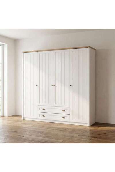 PAN HOME Almada 4 Door Wardrobe - White