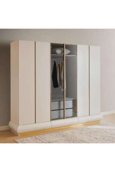 PAN HOME Martoni 6 Door Wardrobe - Light Grey