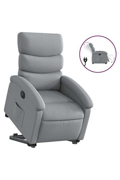 vidaxl Fotoliu electric rabatabil cu ridicare, gri deschis, textil