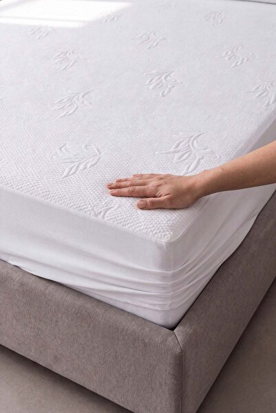 vivamaison Bambu Sıvı Geçirmez Fitted Full Kenar Yatak Koruyucu Alez Beyaz