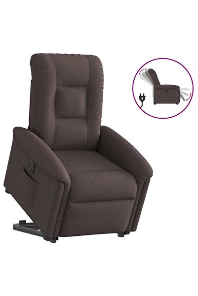 vidaxl Fotoliu electric rabatabil cu ridicare, maro închis, textil