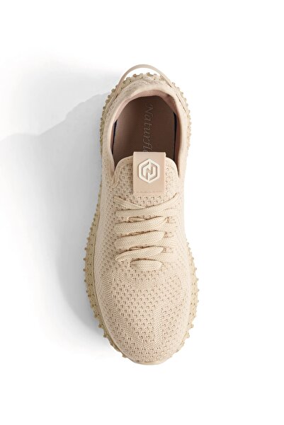 Tonny Black Unisex Bej Örgü File Detaylı Bağcıklı Sneaker
