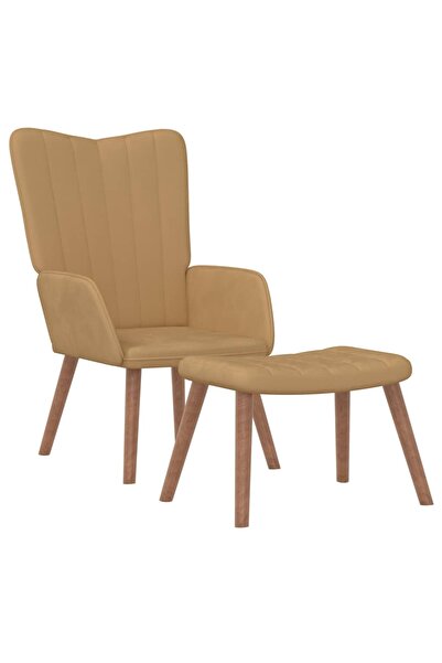 vidaxl Scaun de relaxare cu taburet, maro, catifea