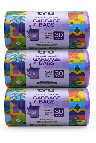 Tru ® Lavender Scented Garbage Bags Compact Roll 54x60cm 10Gallon (30pc x 3 R...