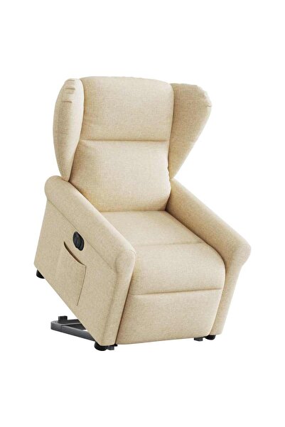 vidaxl Fotoliu electric rabatabil cu ridicare, crem, textil