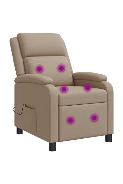 vidaxl Reclinabil cu masaj Cappuccino Piele artificială