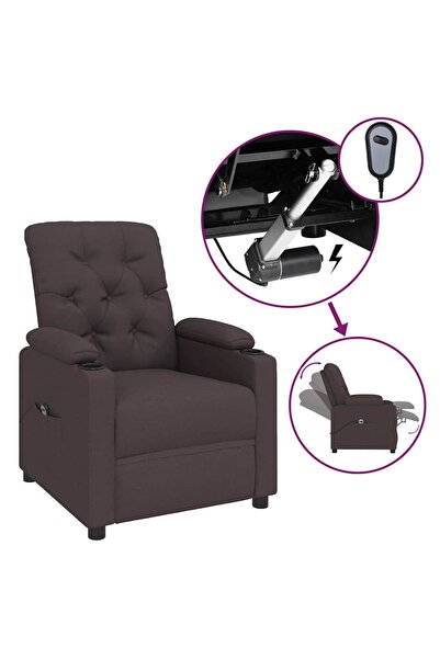 vidaxl Fotoliu rabatabil electric, maro închis, material textil