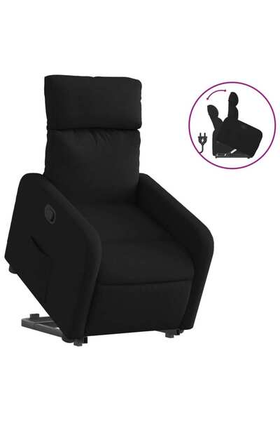 vidaxl Fotoliu rabatabil cu ridicare pe verticală, negru, textil