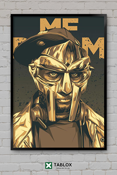 TABLOX Μάσκα MF DOOM Ραπ Χιπ Χοπ Μουσική Χρυσό Κίτρινο Πλαίσιο Διακοσμητικός ...