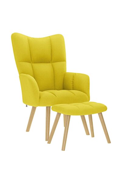 vidaxl Scaun de relaxare cu taburet din material galben deschis