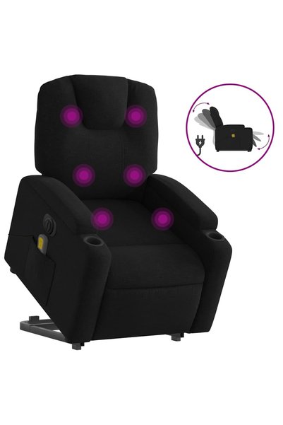 vidaxl Fotoliu electric de masaj rabatabil cu ridicare, negru, textil