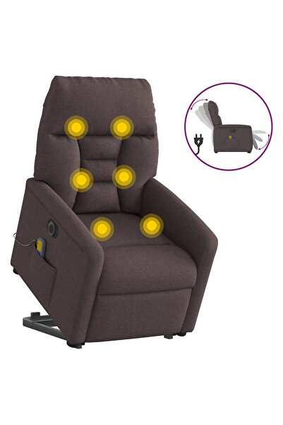 vidaxl Fotoliu electric masaj rabatabil cu ridicare maro închis textil