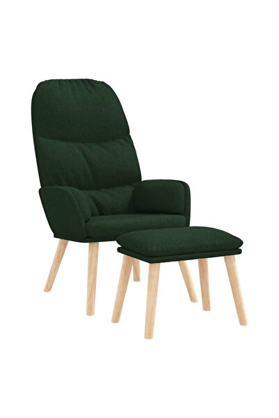 vidaxl Scaun de relaxare cu taburet, verde închis, catifea
