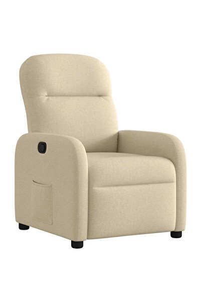 vidaxl Fotoliu rabatabil, crem, material textil