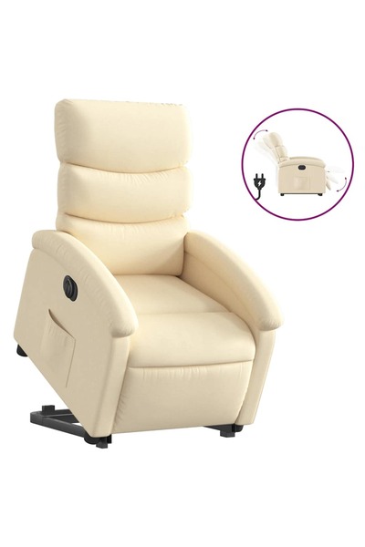 vidaxl Fotoliu electric rabatabil cu ridicare, crem, textil