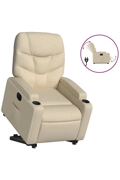 vidaxl Fotoliu electric rabatabil cu ridicare, crem, textil