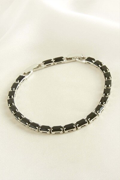 TakÇalıştır Rectangular Stone Chain Steel Bracelet