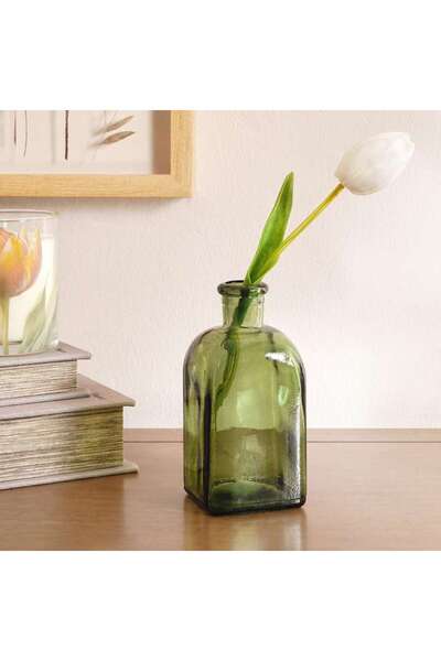 PAN HOME Dora Recycled Glass Vase 6x6x14cm - Green