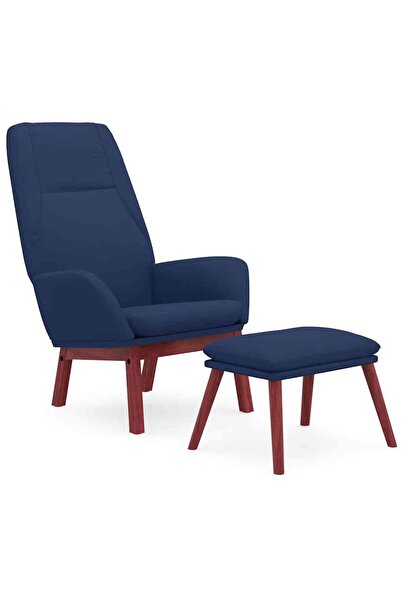 vidaxl Scaun de relaxare cu taburet, albastru, textil