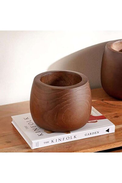 PAN HOME Almond Wooden Decor Bowl 19x19x14cm - Brown