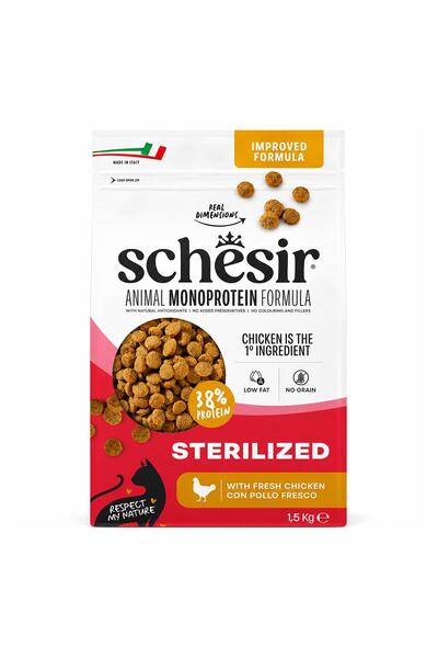 Schesir Monoprotein Tavuklu Kısırlaştırılmış Yetişkin Kedi Maması 1,5 kg