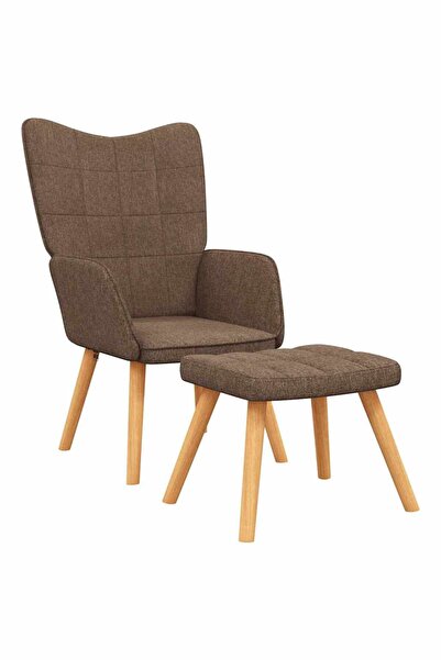vidaxl Scaun de relaxare cu taburet, maro, textil