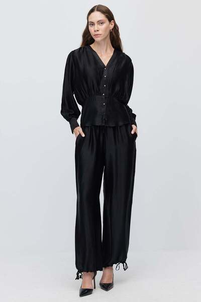 PAULMARK Women's Tie-Waist Wide-Leg Textured Trousers