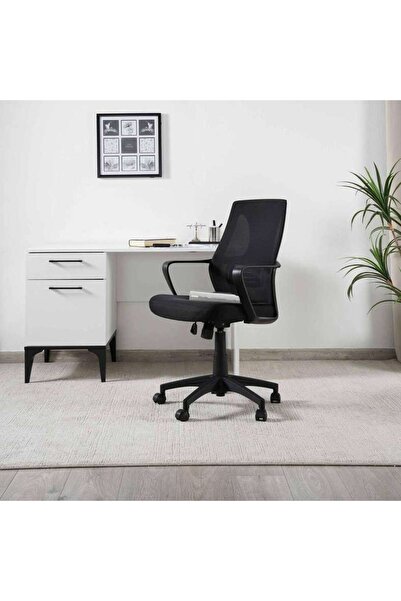 PAN HOME Airway Office Medium Back Chair Mesh Fabric - Black