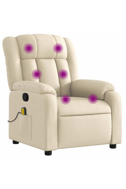 vidaxl Fotoliu de masaj reclinabil, material textil crem